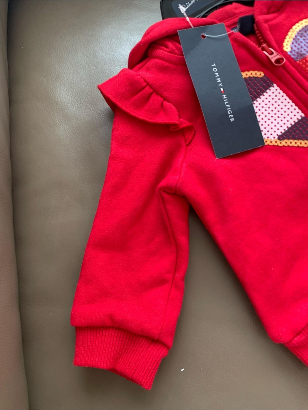Tommy Hilfiger Red Sequin Heart Baby Hoodie & Pants Set - Picture 6 of 17